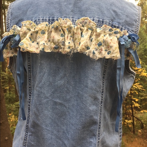 Kreativekristen upcycled Boho style denim waistcoat vintage  denim vest ,HP25x2 - Picture 16 of 16